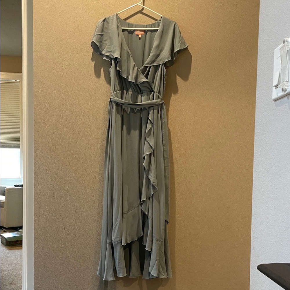 Show Me Your MuMu Muted Sea Green High Low Dress
